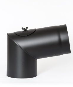 Røkrør kne Ø175 x 100° m/luke sort lakk 2.0mm