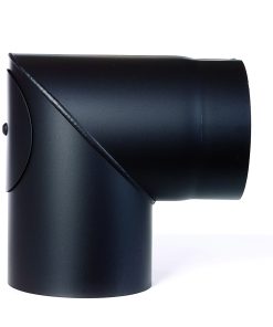 Røkrør kne Ø180x90° m/luke sort lakk 2.0mm