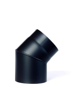 Røkrør kne Ø180x45° kort sort lakk 2.0mm