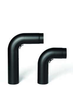 Røkrør helbøyd  Ø150-500x400 m/luke sort 2.0mm