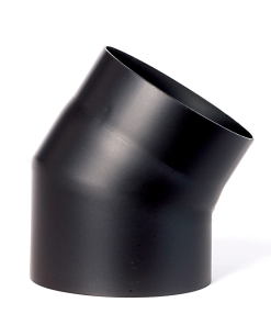 Røkrør kne Ø150x30° kort sort lakk 2.0mm