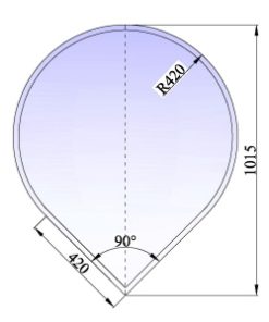 Gulvplate 840x1015x6mm sotet glass m/fasett