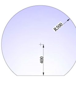 Gulvplate 1000x900x6mm sirkel med rett rygg, klart glass